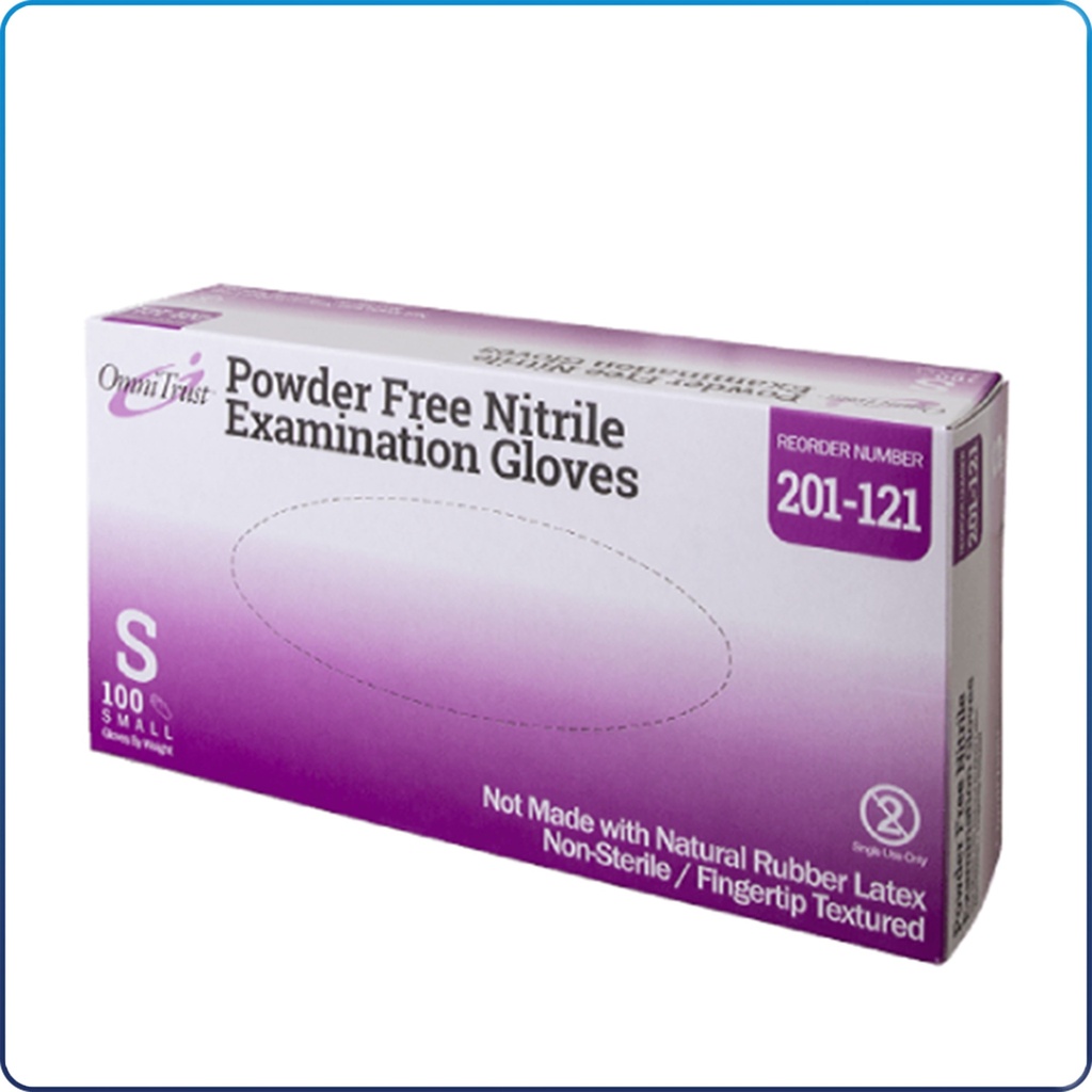 OmniTrust201 Nitrile Exam Gloves Powder-Free Box of 100
