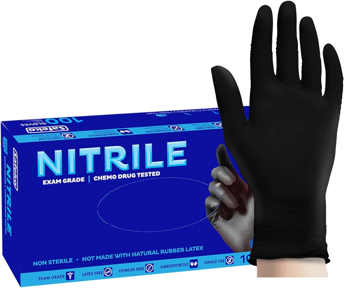 [6065] Safeko Black Nitrile Exam Glove MEDIUM 100/box