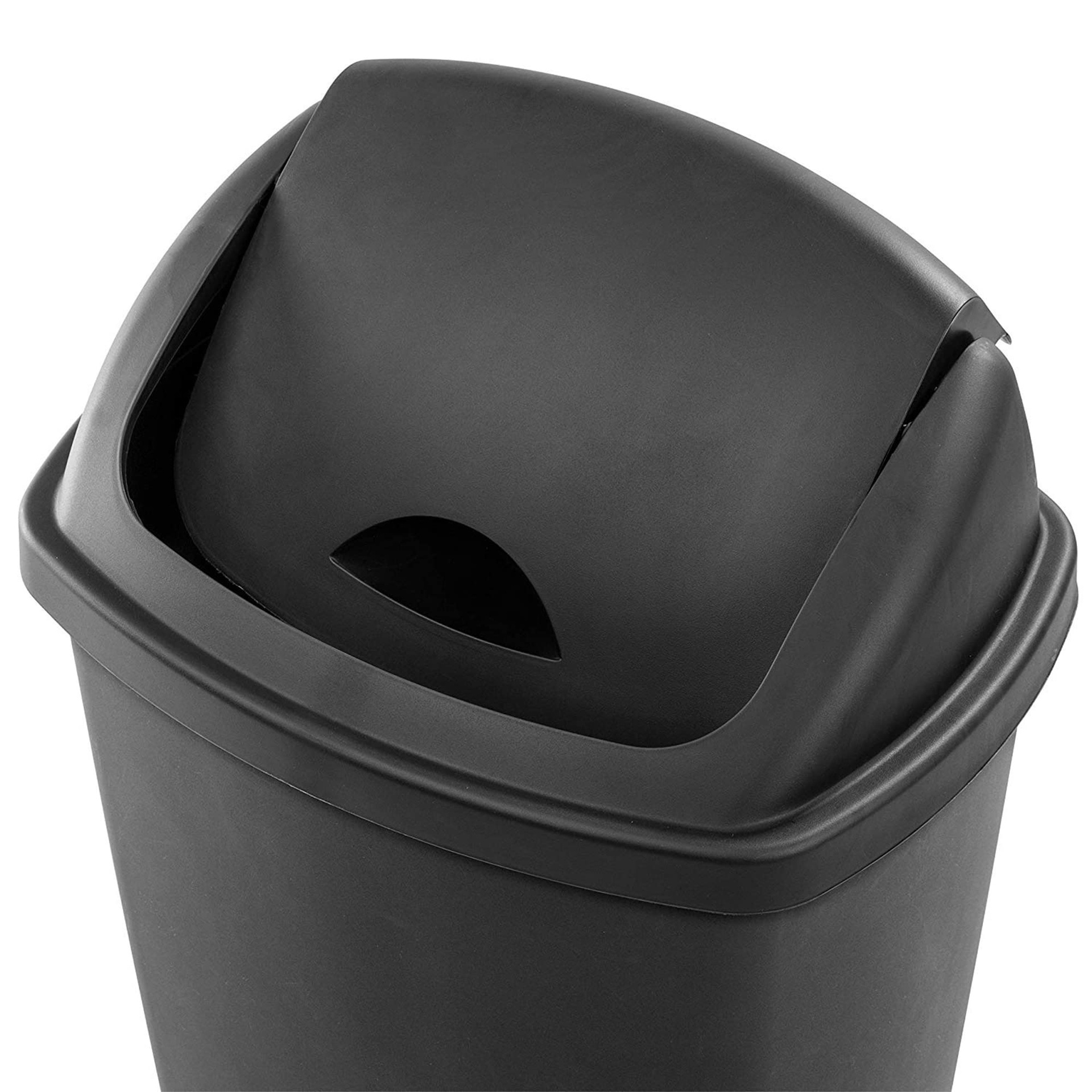 [927832] Waste Can 13 Gal. Flip Top Black Plastic