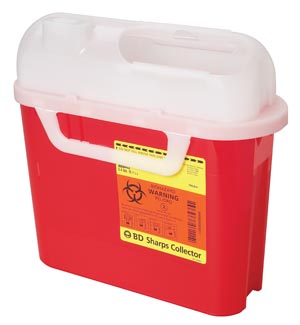 Sharps Container, 5.4 Qt, Side Entry, Red