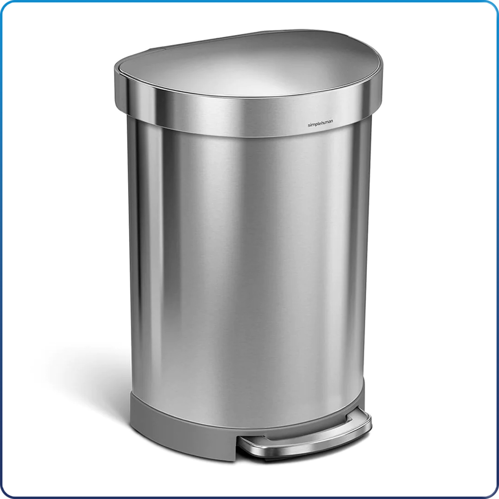 [4272243] 16 Gallon / 60 Liter Brushed Stainless Steel Semi-Round Step-On Trash Can