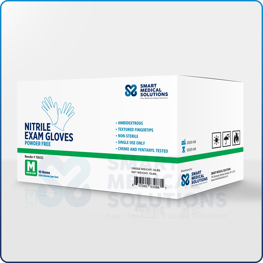 SMS Latex Free Blue Nitrile Exam Gloves 200/Box