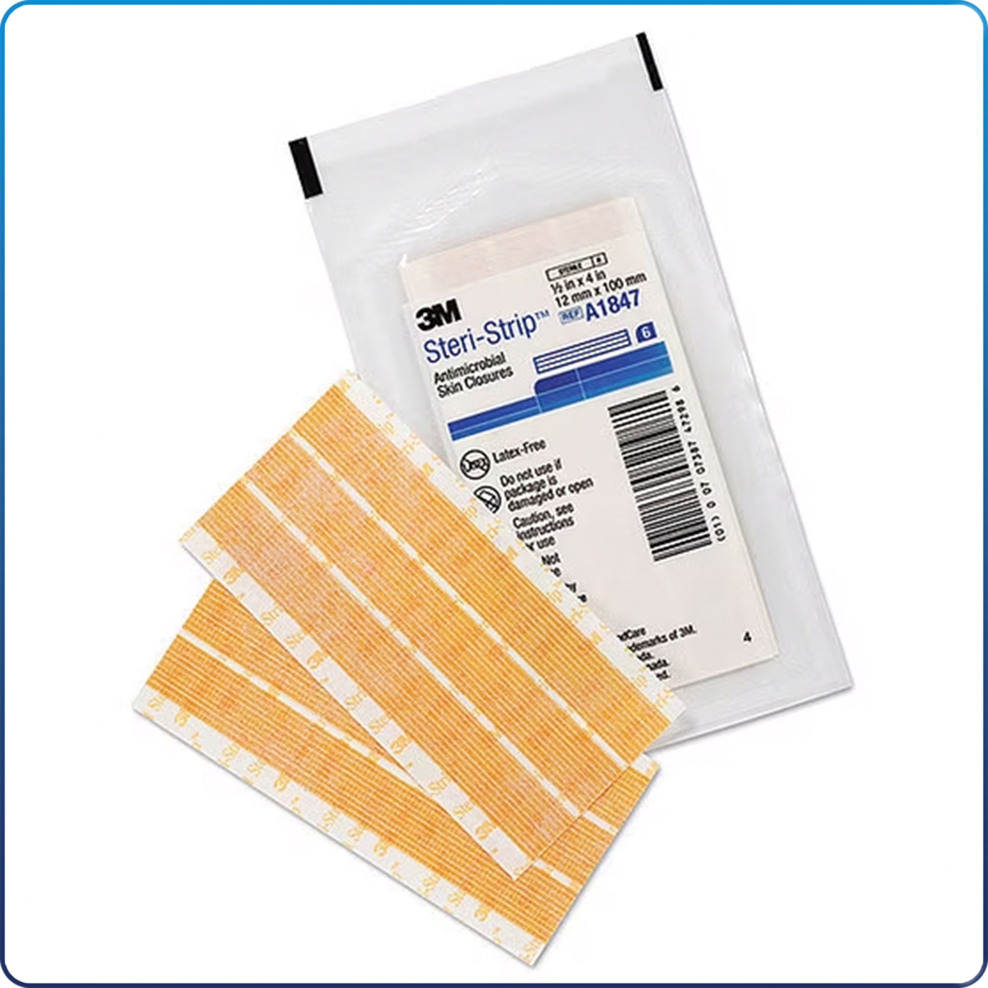 3M Steri-Strip Antimicrobial Skin Closure Strip 1/2"x4" 6/pk 50pk/Box