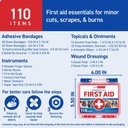 First Aid Kit, Small (110pcs), Plastic Case