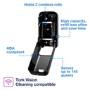 Tork OptiServe® 2-Roll Coreless Toilet Paper Dispenser Black T7/T5