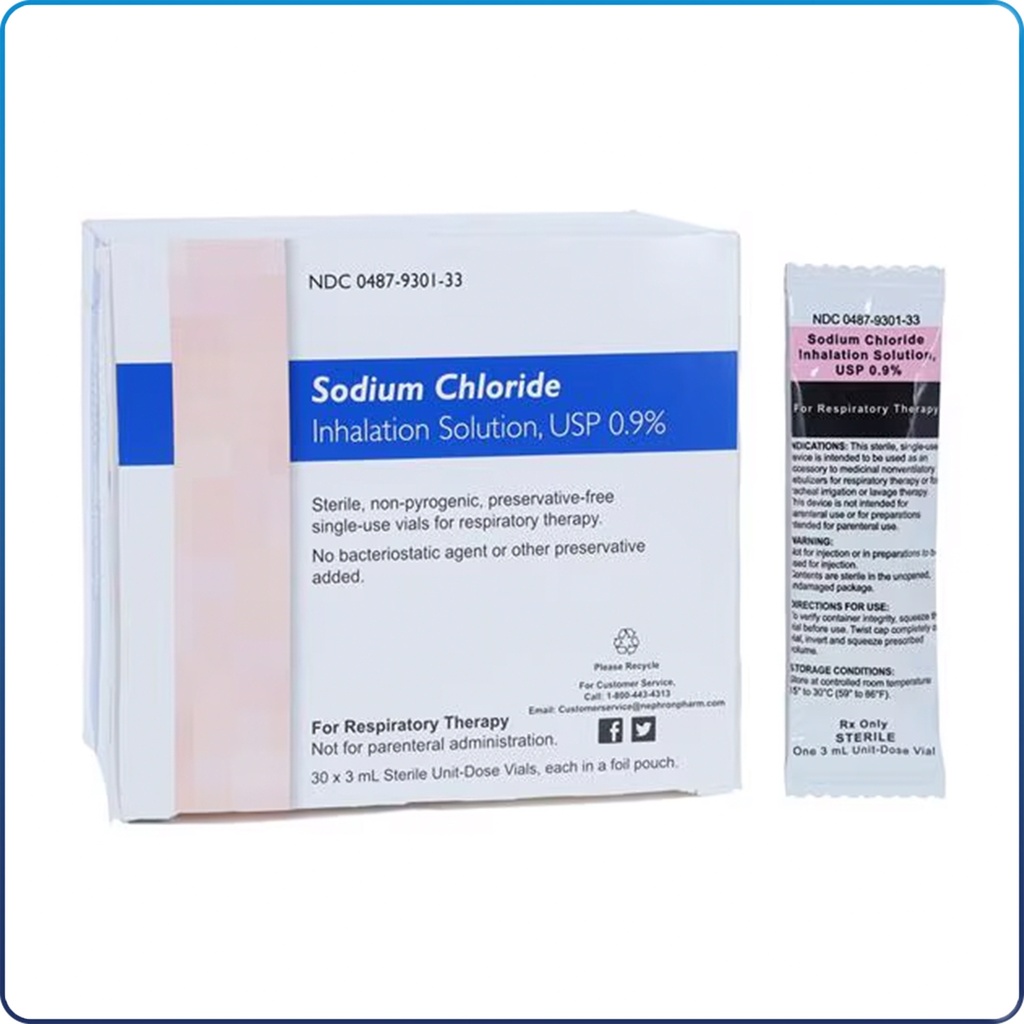 0.9% Sodium Chloride Inhalation Solution 30 X 3mL Individually Wrapped ...