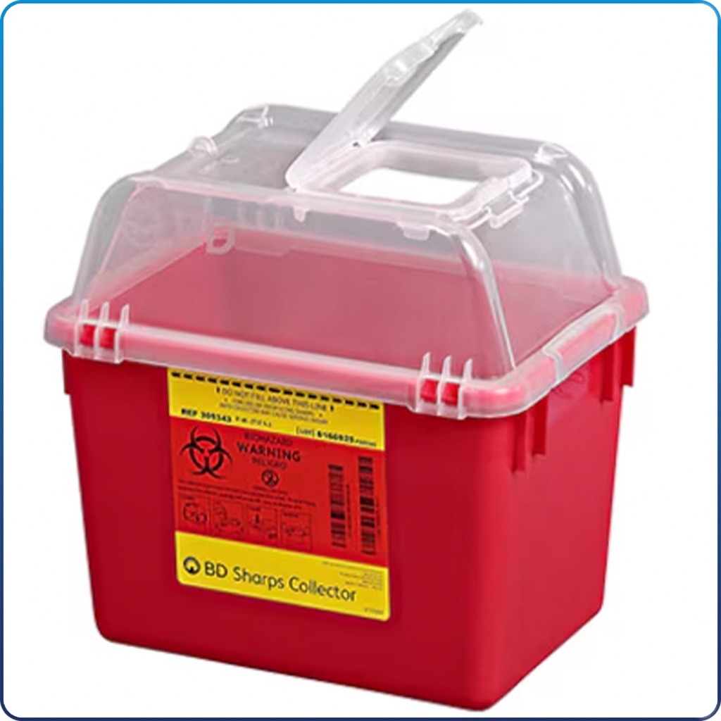 BD Sharps Collector, 8 Qt, Clear Top, Funnel Cap, Red, | SmartMed Solutions