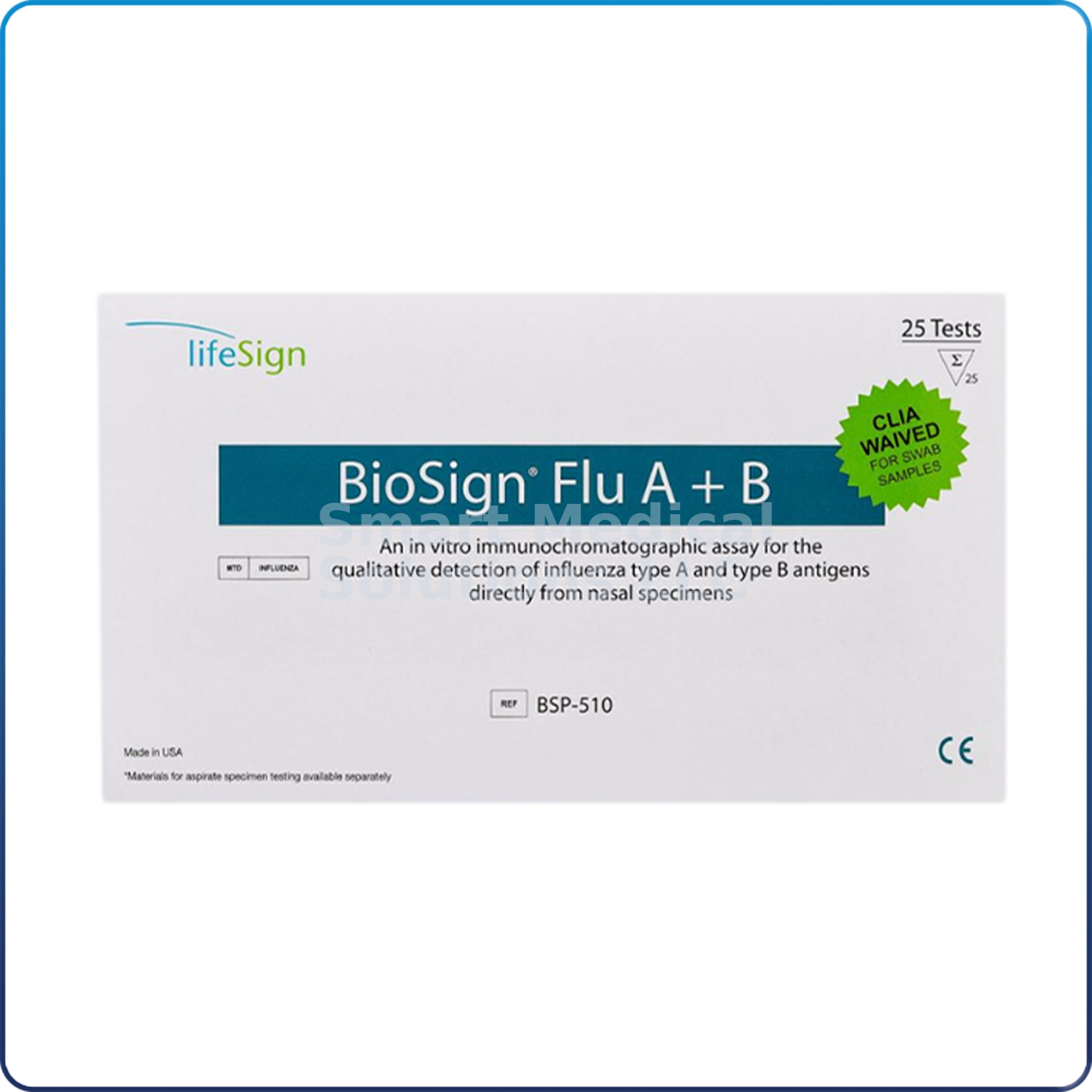 BioSign® Flu A & B Test, 25 Tests/Box