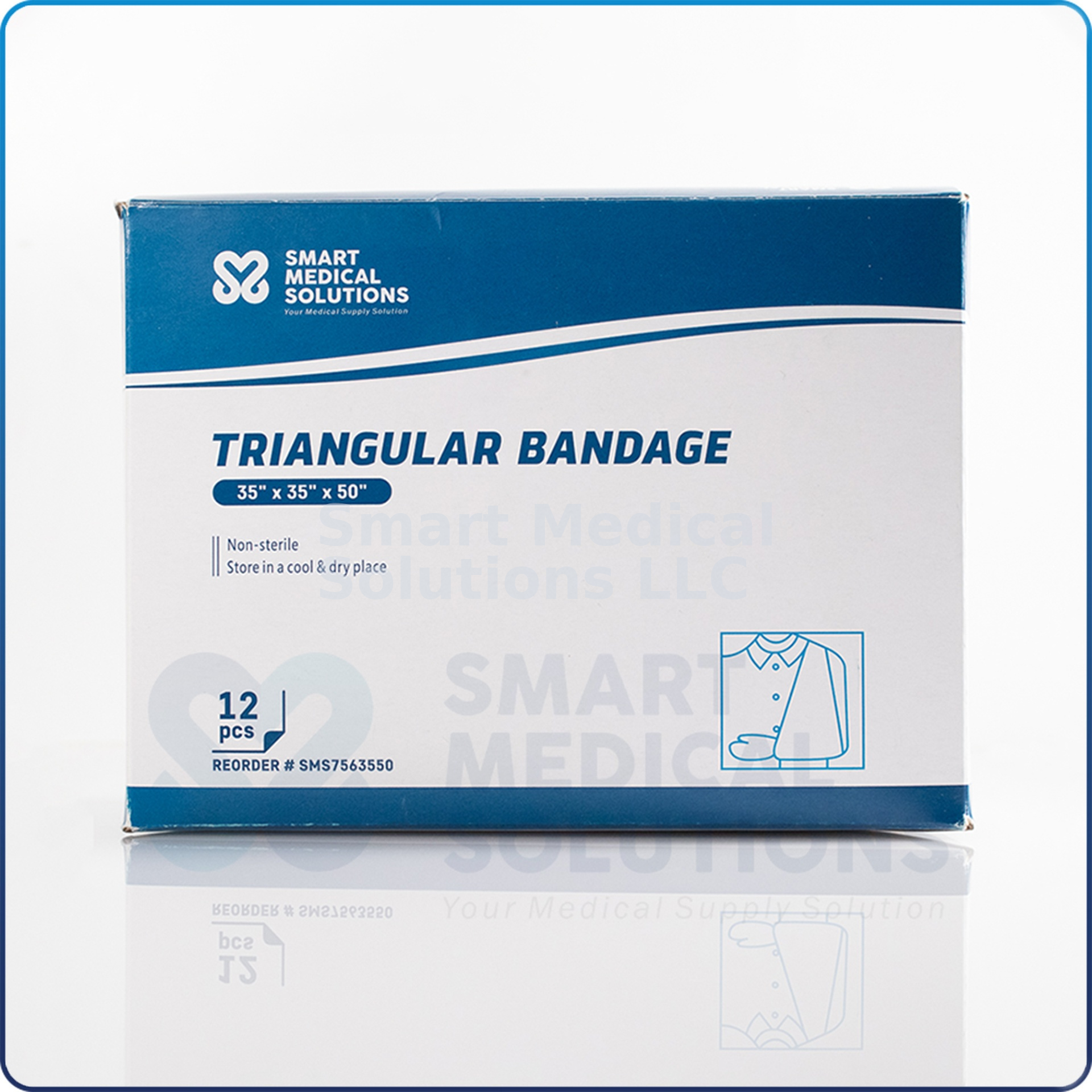 SMS Triangular Bandage 35"x35"x50" 12/Bx