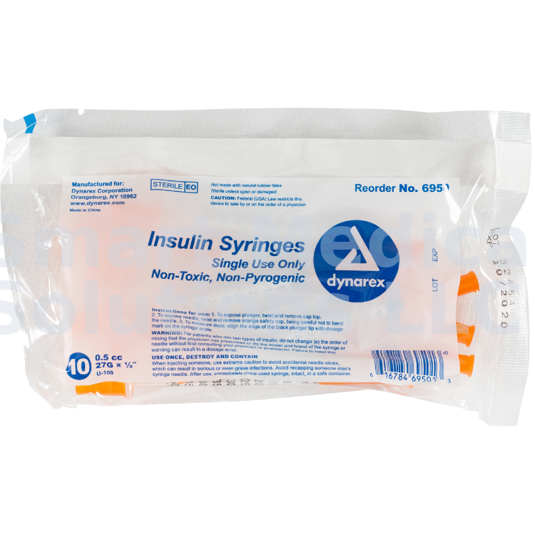 Insulin Syringe & Needle 31G x 5/16" 1mL 10/Bag