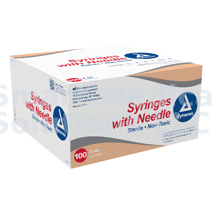 Syringe & Needle 3cc 22G x 1/12" Lure-Lock, 100/Box (copy)