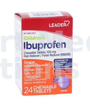 Ibuprofen Chewable Tablets 100mg Junior Strength Grape 24/Bx