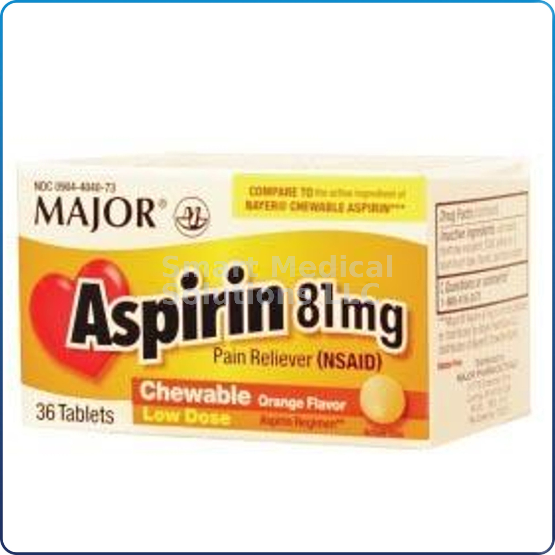 Aspirin 81mg Chewable Orange Flavor 36/Btl