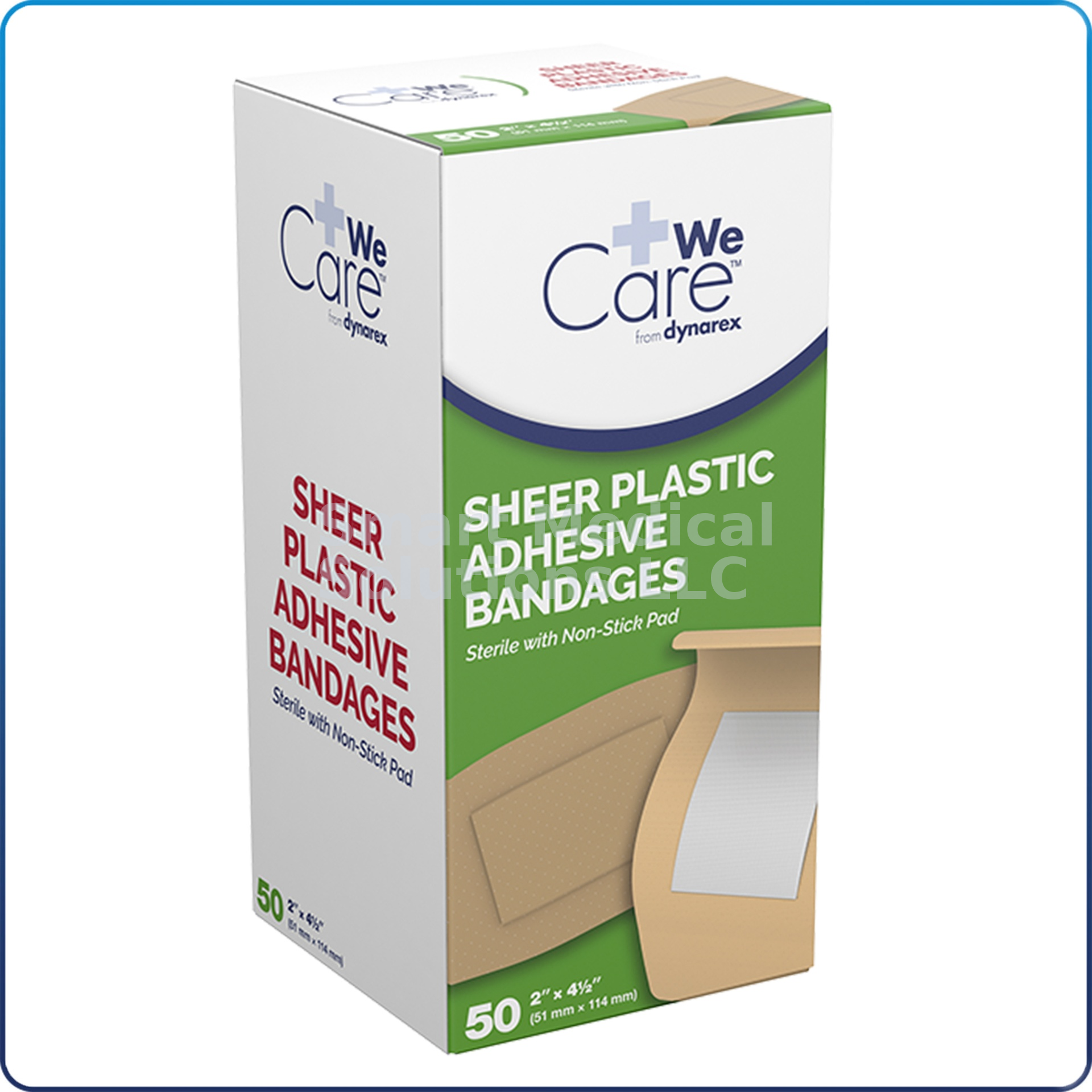 Sheer Plastic Adhesive Bandages 2" x 4 1/2" 50/Box