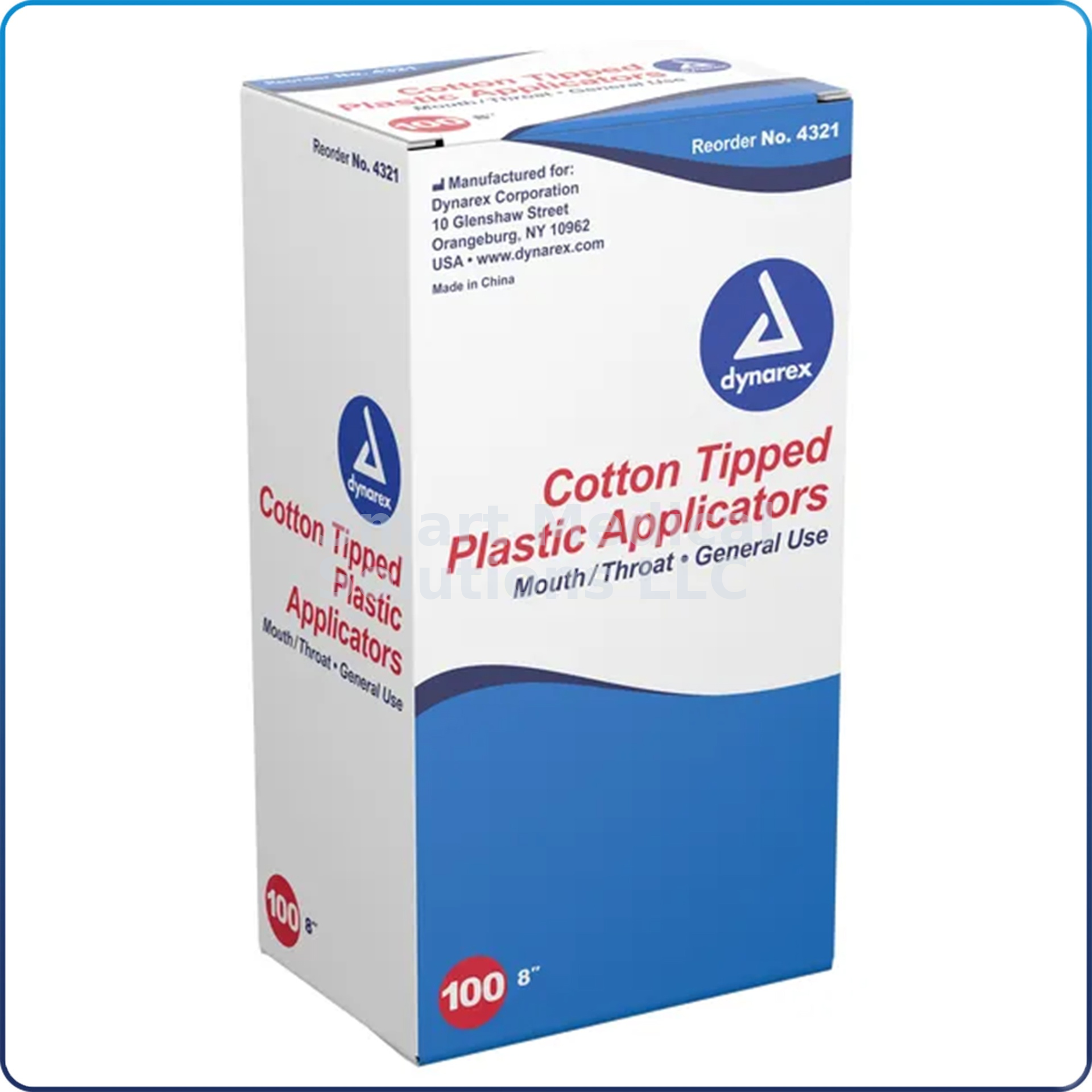 Cotton Tipped Plastic Applicator Large Tip 8" 100/Box