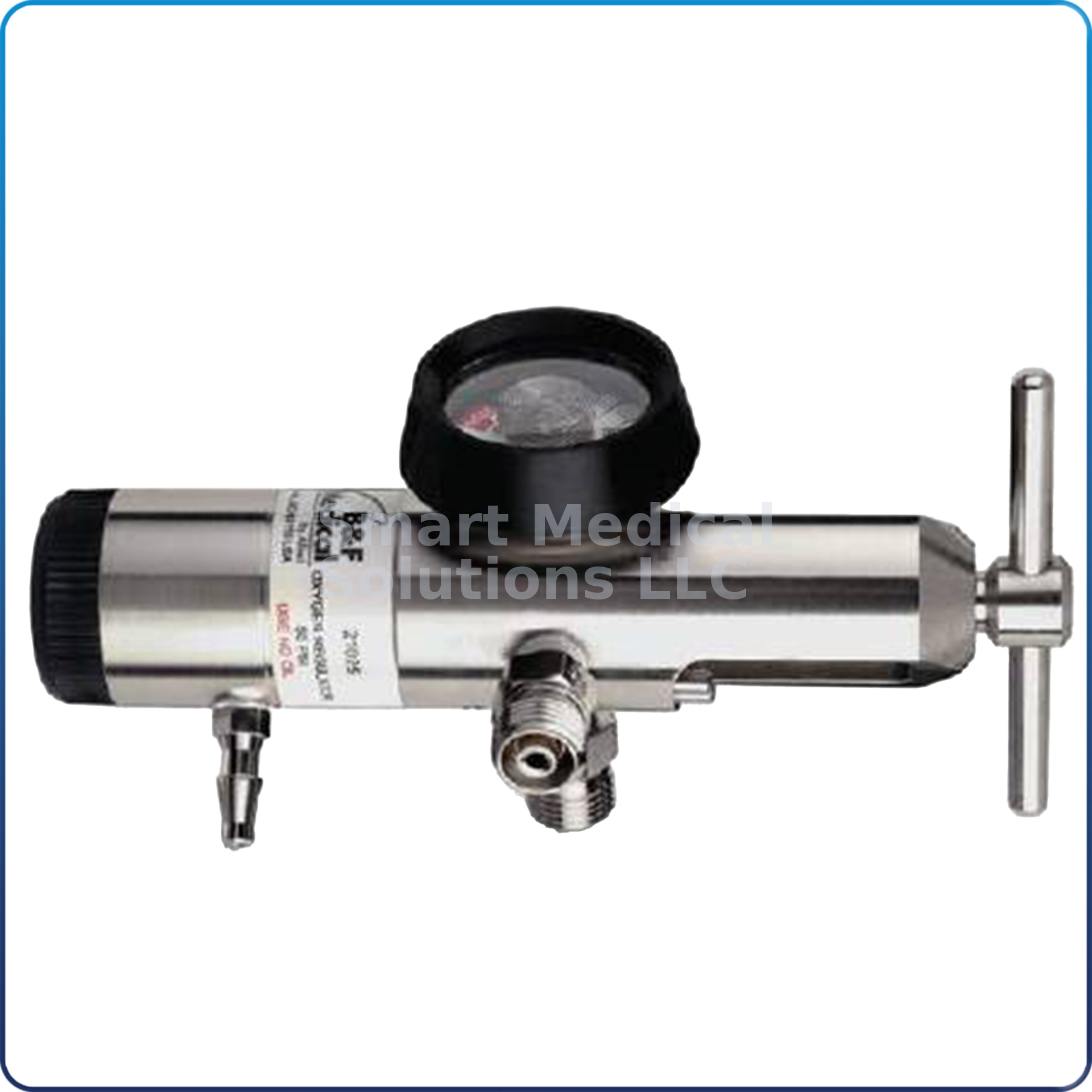 B&F Oxygen Regulator CGA 870 0-25 lpm Hose Barb & 2 Check Valve