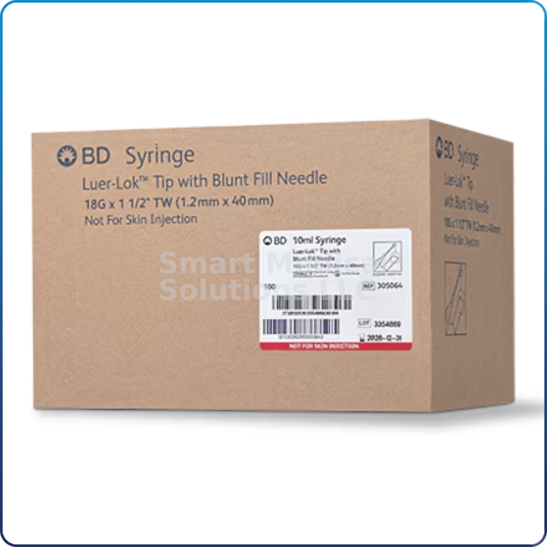 BD Syringe, 10mL, Blunt Fill Needle & Luer-Lok™ Tip, 18 G x 1½", 100/bx