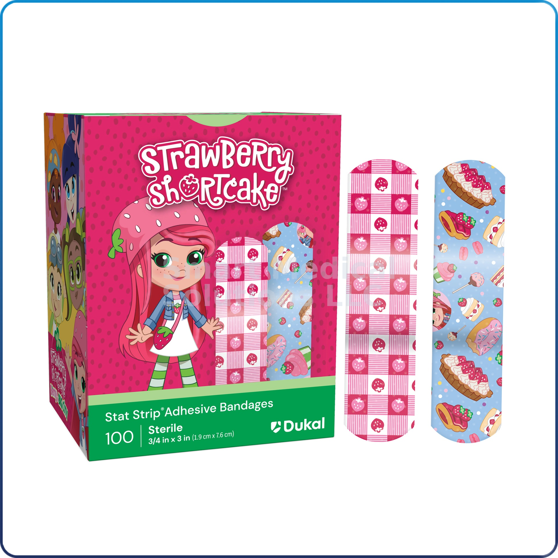 Stat Strip® Strawberry Shortcake 3/4"x3" Adhesive Bandages 100/Box