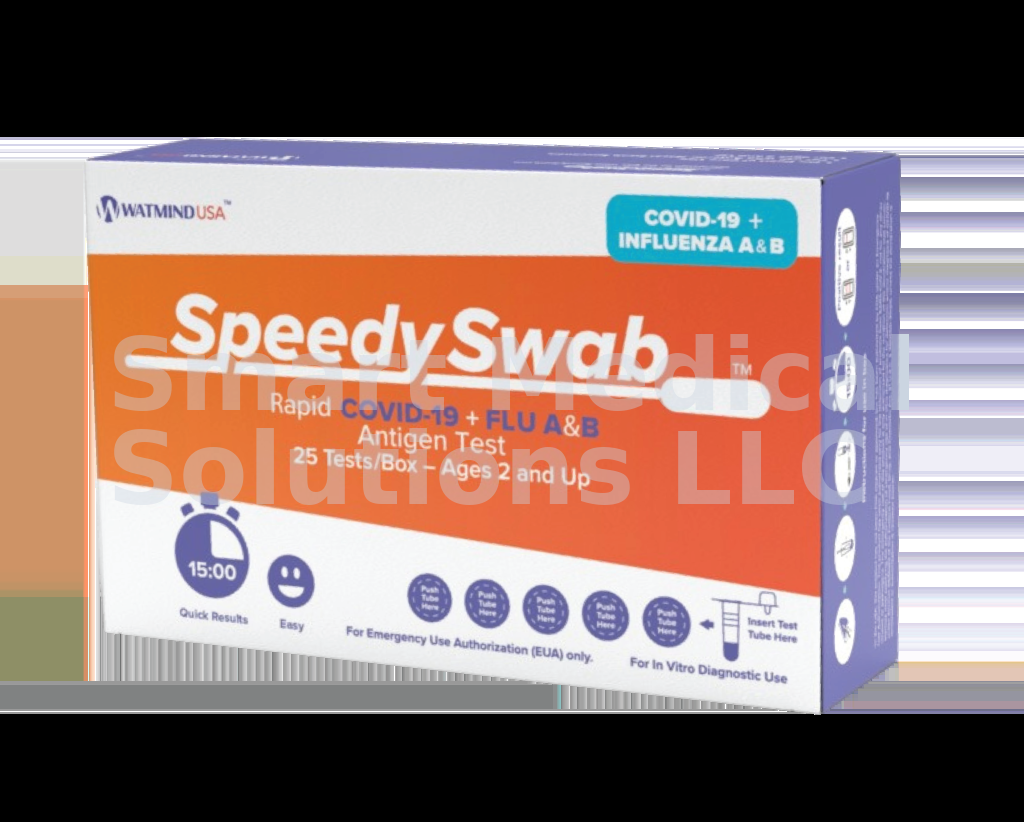 SpeedySwab Rapid COVID-19 + Flu A&B Antigen Test 25/bx