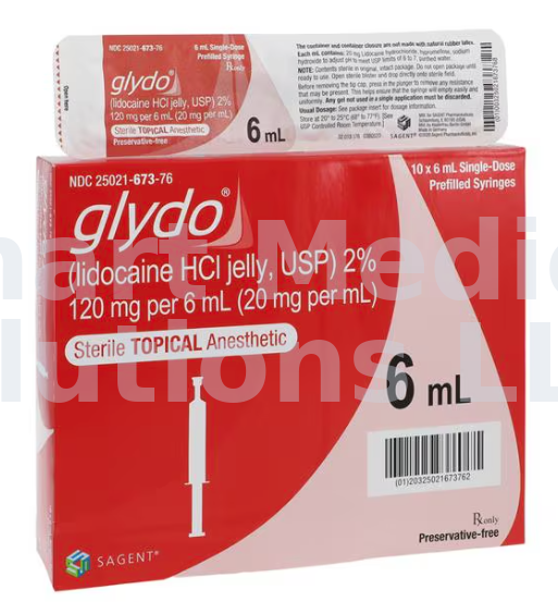 Glydo Lidocaine 2% Jelly 6ml PFS 10/Box